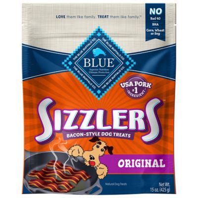 Blue Buffalo Sizzlers Pork Flavor Natural Bacon-Style Soft-Moist Dog Treats, 15 oz.
