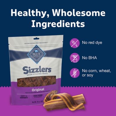 Image showing 6 th Blue Buffalo Sizzlers Bacon-Style Dog Treats with Real USA Pork, Original Flavor, 15 oz. Bag