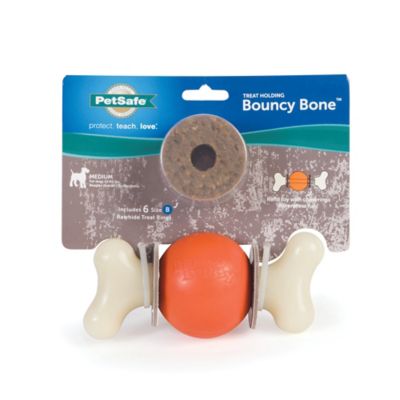 PetSafe Sportsmen Bouncy Bone Dog Chew Toy, Medium Petsafe treat holding bouncy bone medium