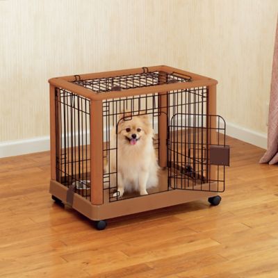 Richell Mobile 1-Door Rubberwood Pet Pen, 25.2 in.