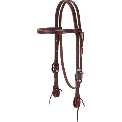 Weaver Equine Working Tack Straight Browband Headstall with Buffed Brown Iron Hardware