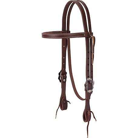 Weaver Leather Working Tack Straight Browband Headstall with Buffed Brown Iron Hardware