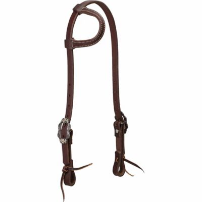Weaver Leather Working Tack Sliding Ear Headstall with Buffed Brown Iron Hardware