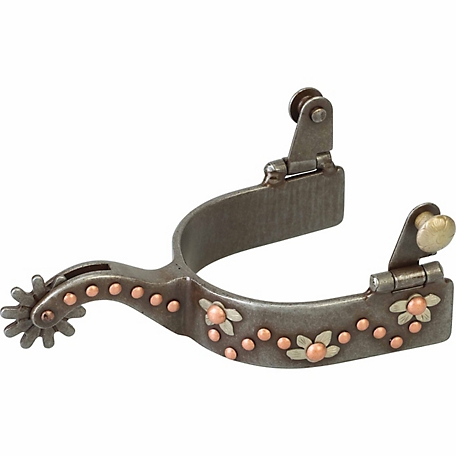 Weaver Leather Men's Spurs with German Silver Floral Trim and Copper Dots