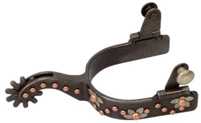 Weaver Leather Women's Spurs with German Silver Floral Trim and Copper Dots