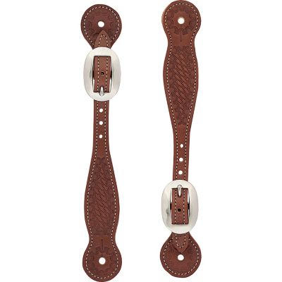 Weaver Leather Men's Oiled Chestnut Basketweave Skirting Leather Spur Straps, Thin