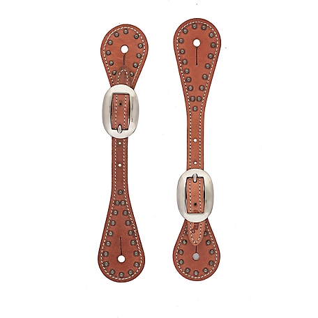 Weaver Leather Unisex Youth Harness Leather Spur Straps with Spots, Russet