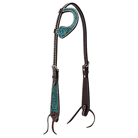 Weaver Leather Turquoise Cross Floral Sliding Ear Headstall, 5/8 in.