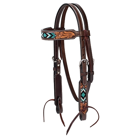 Weaver Leather Turquoise Cross Pony Browband Headstall, 5/8 in.