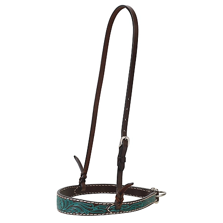 Weaver Leather Turquoise Cross Floral Carved Tapered Noseband, 1 in.