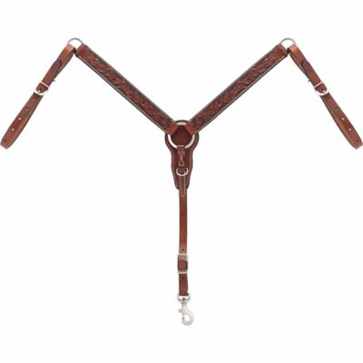 Weaver Leather 1-1/4 in. Turquoise Cross Carved Floral Straight Pony Leather Breastcollar