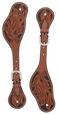 Weaver Leather Men's Turquoise Cross Carved Floral Spur Straps