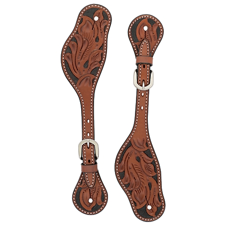 Weaver Leather Men's Turquoise Cross Carved Floral Spur Straps