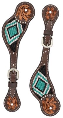 Weaver Leather Women's Turquoise Cross Beaded Floral Spur Straps
