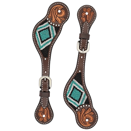 Weaver Leather Women's Turquoise Cross Beaded Floral Spur Straps