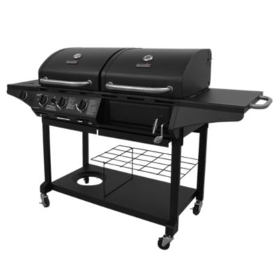 Image showing  3-Burner Propane Gas and Charcoal Combination Grill, Black, With Side Burner