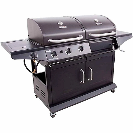 Char-Broil 2-in-1 Charcoal and 3-Burner Gas Deluxe Combination Grill with Side Burner, 505 sq. in. Cooking Area, 36,000 BTU