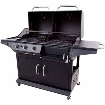 Image showing 5 th Char-Broil 3-Burner Deluxe Propane Gas and Charcoal Combination Grill, Black, With Side Burner