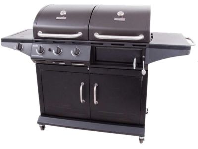 Image showing 7 th Char-Broil 3-Burner Deluxe Propane Gas and Charcoal Combination Grill, Black, With Side Burner