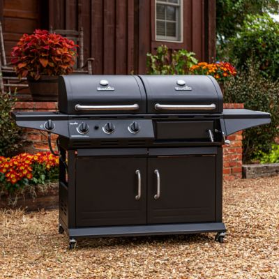 Image showing 8 th Char-Broil 3-Burner Deluxe Propane Gas and Charcoal Combination Grill, Black, With Side Burner