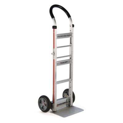 Magliner 500 lb. Capacity 2-Wheel Folding Hand Truck w/Straight Back Frame, U-Loop Handle, 8 in. Rubber Wheels