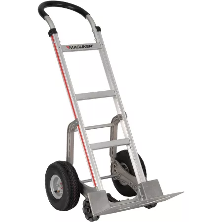 Magliner 500 lb Capacity Self-Stabilizing Hand Truck Straight Rear Frame U-Handle 10" Pneumatic Wheels Hand Trucks