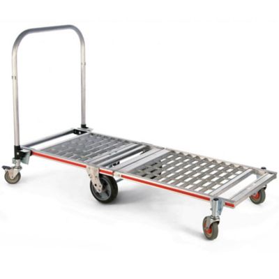 Magliner 1,500 lb. Capacity 6-Wheel Folding Platform Truck with Extension, 8 in. Balloon Cushion Rubber Wheels