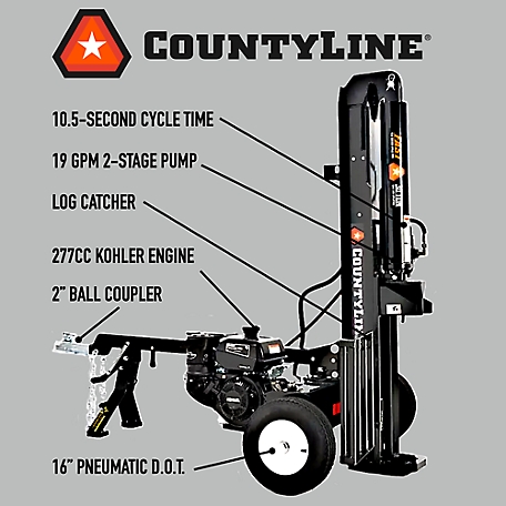 CountyLine 30 Ton Horizontal/Vertical Gas-Powered Log Splitter with Kohler  Command PRO 9.5 HP Engine, YTL-016-926 at Tractor Supply Co.