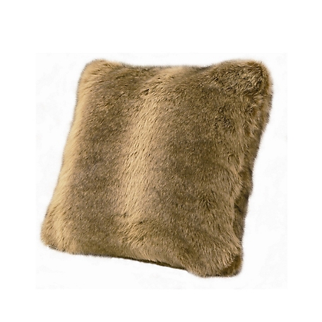 HiEnd Accents Indoor Faux Fur Pillow, 18 in. x 18 in., Wolf