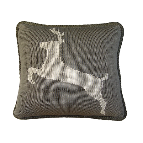 HiEnd Accents Knitted Deer Reversible Throw Pillow, 17" x 17", Deer