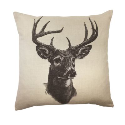 HiEnd Accents Indoor Whitetail Deer Linen Print Pillow, 18 in. x 18 in.