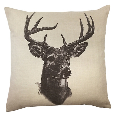 HiEnd Accents Indoor Whitetail Deer Linen Print Pillow, 18 in. x 18 in.