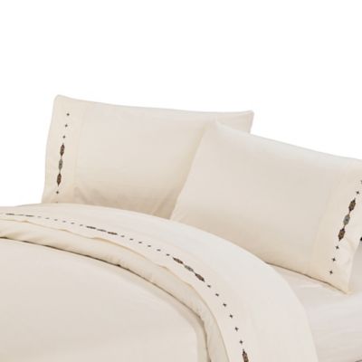 HiEnd Accents 350 Thread Count Cotton Embroidered Socorro Sheet Set, Cream, 4 pc.
