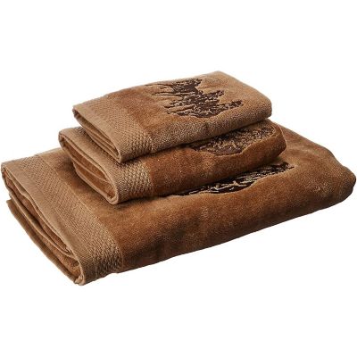 HiEnd Accents 3-Horse Embroidered Towel Set, Mocha, 3 pc.