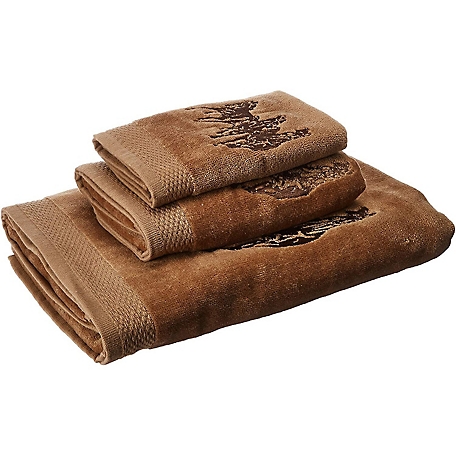 HiEnd Accents 3-Horse Embroidered Towel Set, Mocha, 3 pc.