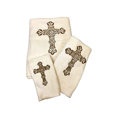 HiEnd Accents Cross Embroidered Towel Set, 3 pc.
