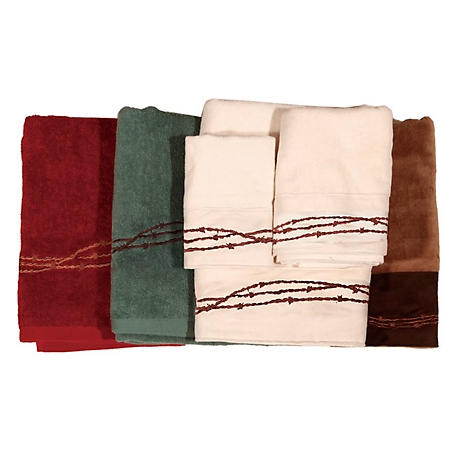 HiEnd Accents Barbwire Embroidered Towel Set, Mocha, 3 pc.