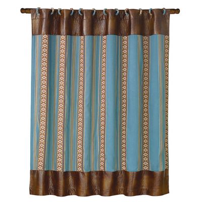 HiEnd Accents Aztec Striped Shower Curtain, 72 in. x 72 in., Turquoise/Red/Mustard