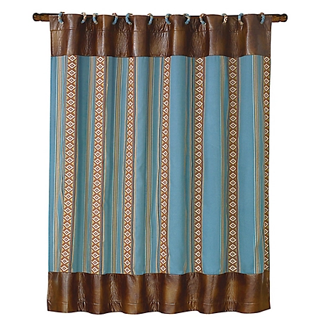 HiEnd Accents Aztec Stripeed Shower Curtain, Turquoise/Red/Mustard, 72 in. x 72 in.