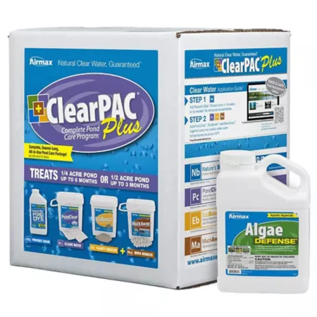 Airmax ClearPAC Plus 1/4 acre and 1 gal of algae defense 39.25 lbs. Pond Cleaners & Chemicals