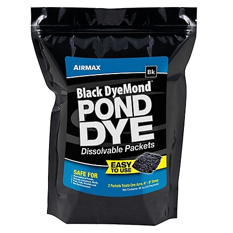 Airmax Black DyeMond Pond Dye Packets No-Mess Water Soluble Packets, 16-Pack