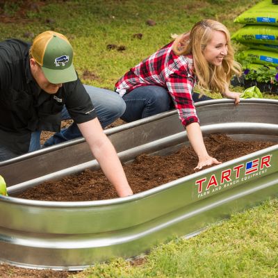 Image showing  Galvanized Steel Oval Raised Bed Garden Planter, 6 x 2 x 1ft.
