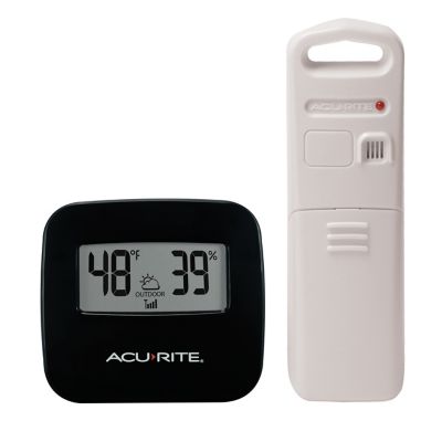 Thermometer Indoor Outdoor Sensor Wireless Humidity Clock Upright  Wall-Mountable