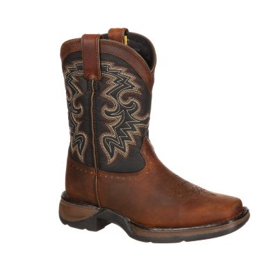 Durango Boys' Pull-On Western Boots, 8 in., Tan/Black, Little Kid