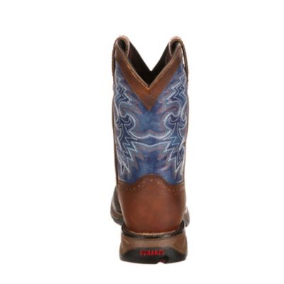 Image showing  Boys' Lil' Pull-On Western Boots, 8 in., Dark Brown/Blue