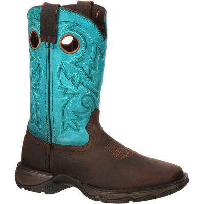 Durango Women's Lady Rebel Pull-On Boots, 10 in., Brown/Turquoise, 1-Pair