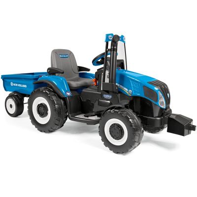 Image showing  12V New Holland T8 Tractor and Trailer Ride-On Toy