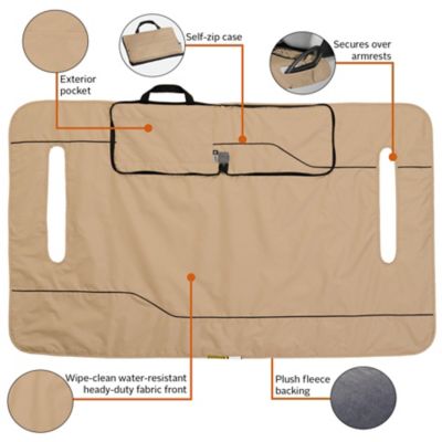 Image showing 5 th Classic Accessories Fairway Golf Cart Seat Blanket/Cover for Yamaha, Club Car and E-Z-Go 2-Person Golf Cart Seats, Light Khaki