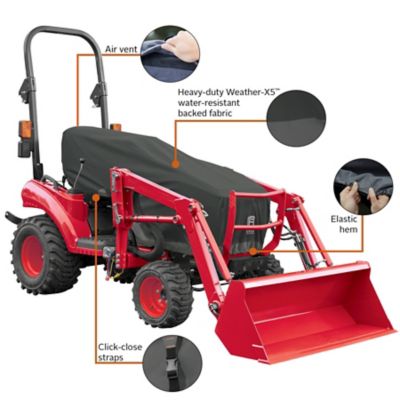 Image showing 5 th Classic Accessories 76-5/16 in. x 23-13/16 in. Compact Utility Tractor Cover, Grey