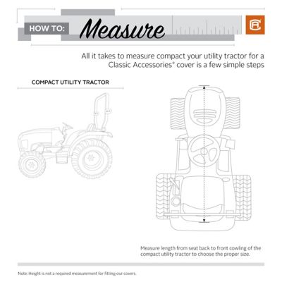 Image showing 6 th Classic Accessories 76-5/16 in. x 23-13/16 in. Compact Utility Tractor Cover, Grey